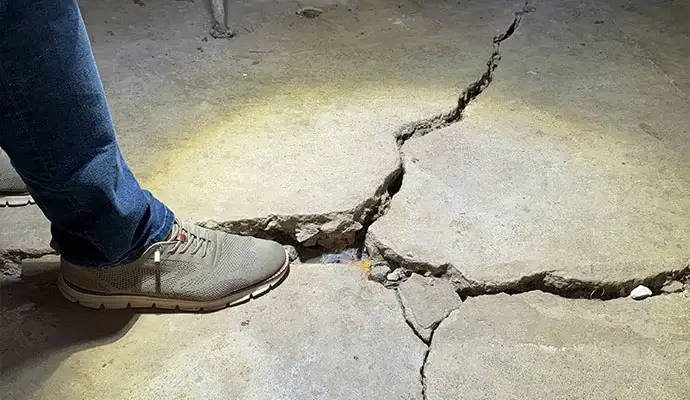 Cracked foundation floor