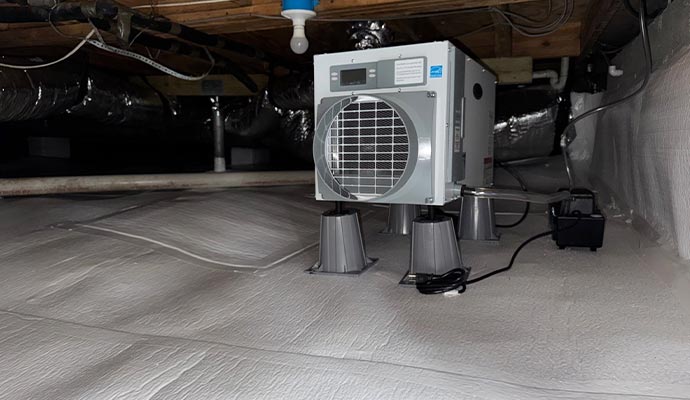 Crawl space dehumidification
