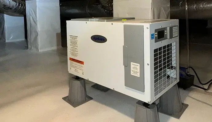 Dehumidifier installed in crawl space