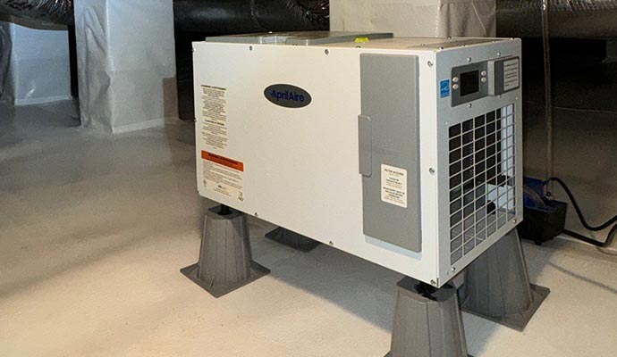 Dehumidifier installed in basement