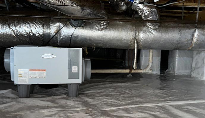 Dehumidifier installed in crawl-space
