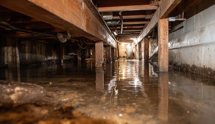 Flood damaged crawl space