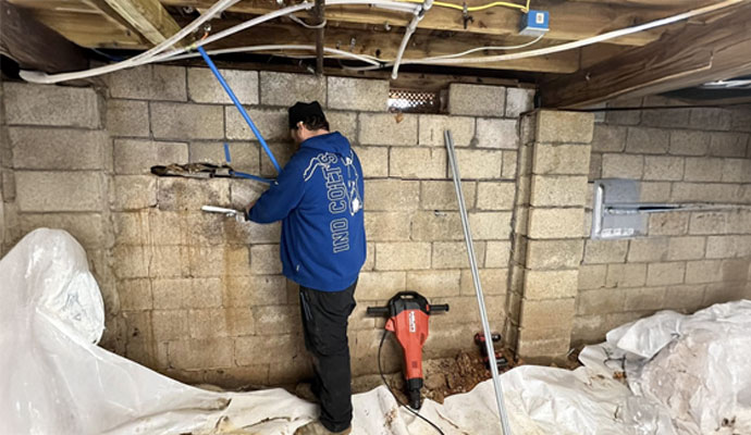 Concrete Block Foundation Crack and Wall Repair