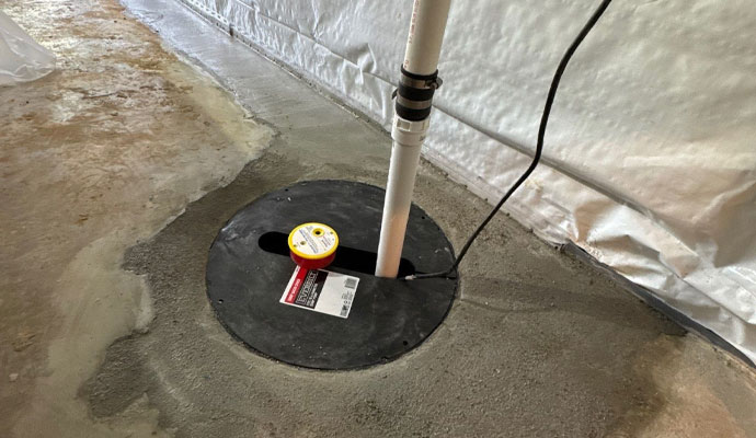 Newly installed sump pump
