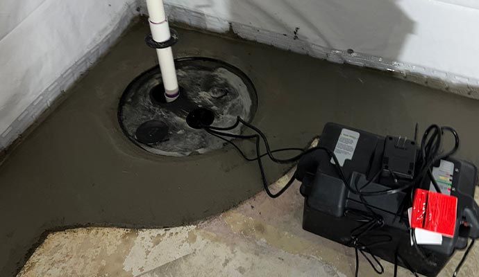 Sump pump installed in a basement