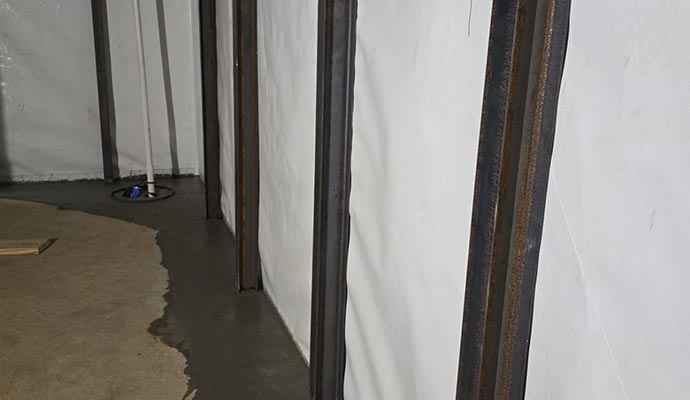 Water damaged foundation steel beam